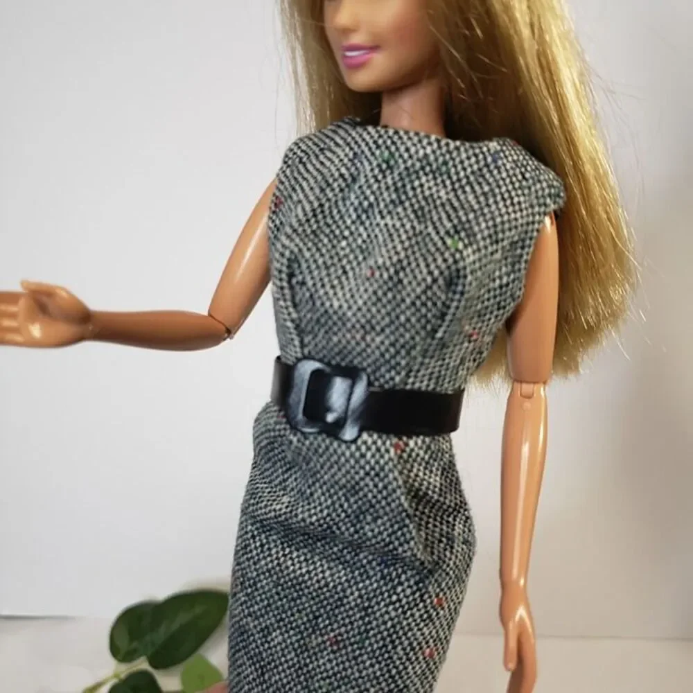 Artisan Handmade Vintage Style Tweed Suit Outfit on 1990s Mattel Barbie Doll